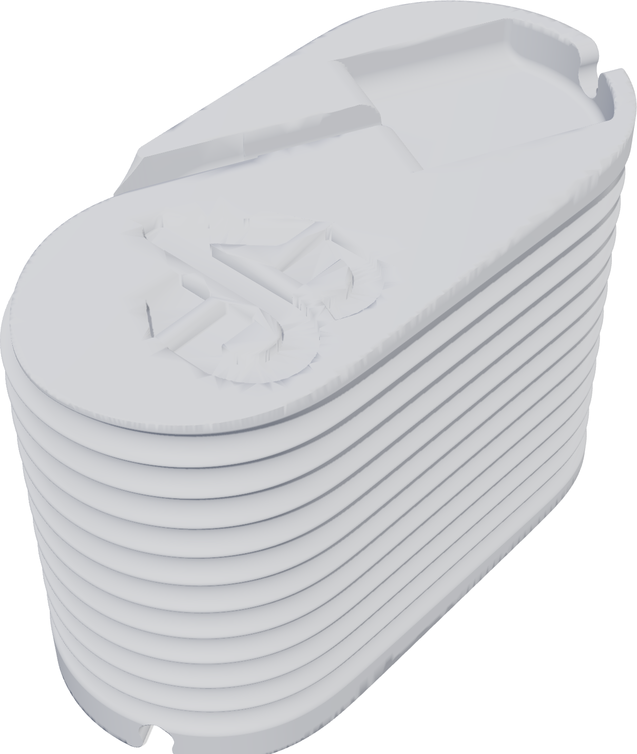 3D-printed MagSafe cable winder with the 4Brains logo engraved by 4B Engraver